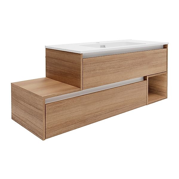 Fackelmann Waschbeckenunterschrank rechts Vita 128,5 cm x 50 cm x 46 cm Oak günstig online kaufen