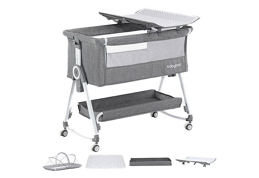 oyajia Beistellbett 3 in 1 Babybett Babywiege für Neugeborene Schaukelbettc günstig online kaufen