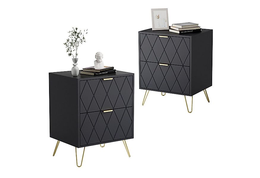 UEV Nachttisch 2er Set, Beistelltisch mit Beine, Nachtkommode mit Schublade günstig online kaufen