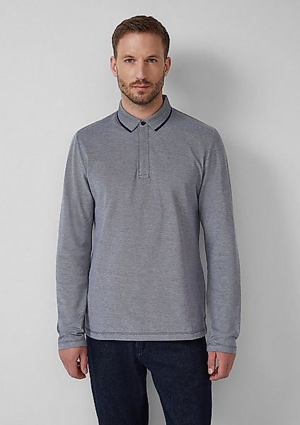 s.Oliver Langarmshirt Polo-Shirt Langärmeliges Poloshirt aus Bicolor-Piqué günstig online kaufen