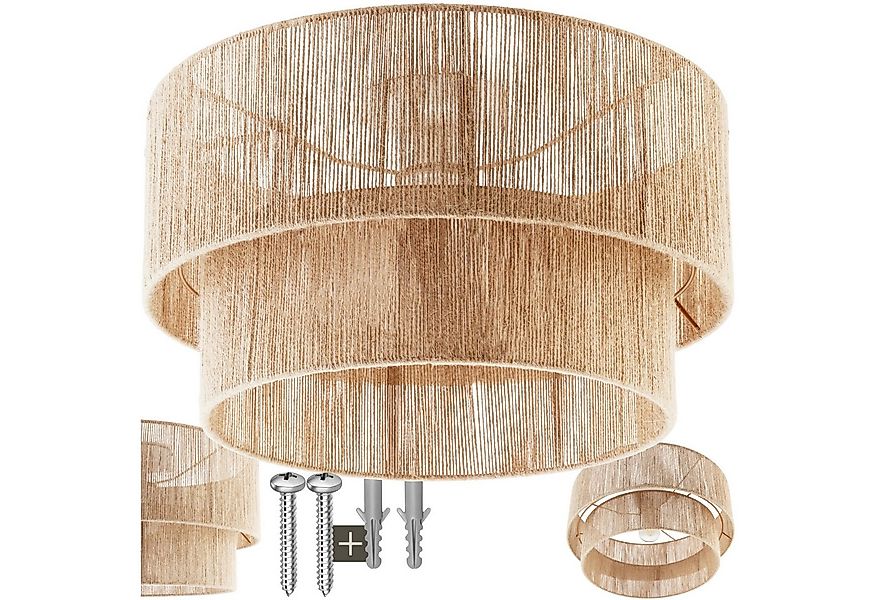 tectake Deckenleuchten Boho Jute-Lampe „Lignea Lux“ – Hängelampe aus Naturf günstig online kaufen