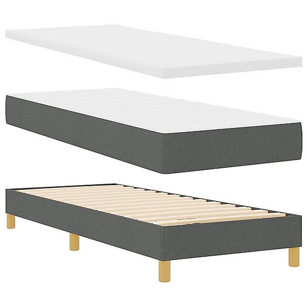 vidaXL Bett Boxspringbett mit Matratze Dunkelgrau 80x200 cm Stoff (1-tlg) günstig online kaufen