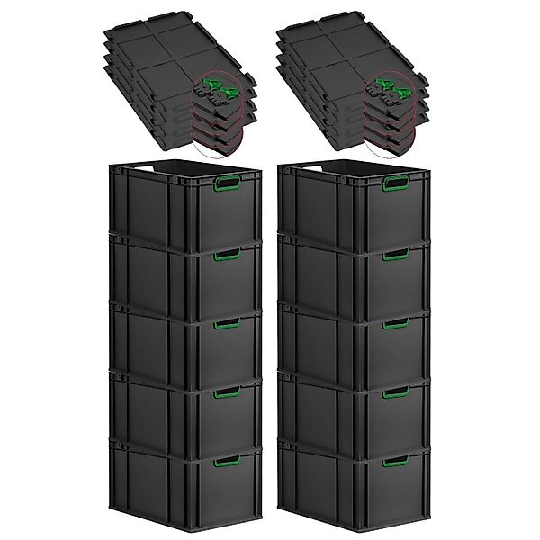 PROREGAL SuperSparSet 10x Eurobox Nextgen Color Mit Scharnierdeckel HxBxT 3 günstig online kaufen