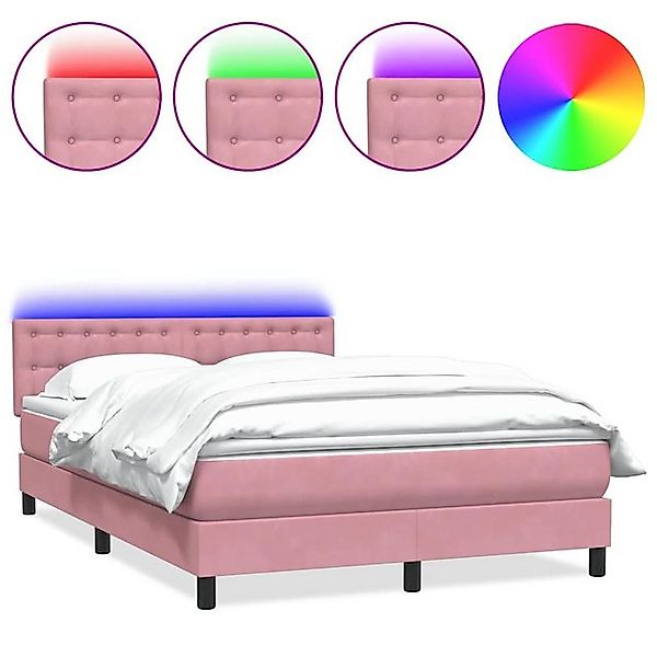 vidaXL Boxspringbett, Boxspringbett mit Matratze Rosa 140x210 cm Samt günstig online kaufen