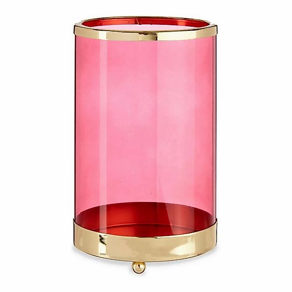 Kerzenschale Rosa Golden Zylinder Metall Glas (12,2 X 19,5 X 12,2 Cm) günstig online kaufen