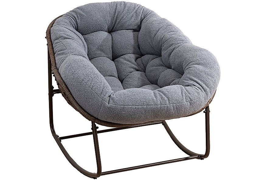 LVHOM Schaukelstuhl mit gepolstertem Kissen, Rattanstuhl mit Stahlrahmen, L günstig online kaufen