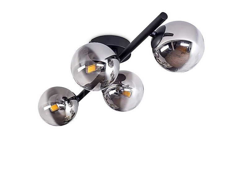 hofstein Deckenleuchte Deckenlampe aus Metall/Glas in Schwarz/Rauchfarben/K günstig online kaufen
