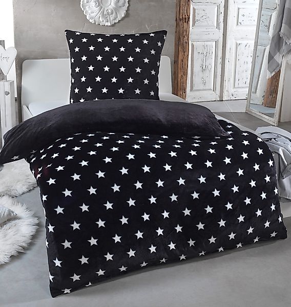 Malika Wendebettwäsche 135x200 + 80x80 cm Cashmere Touch Sterne Bettwäsche, günstig online kaufen