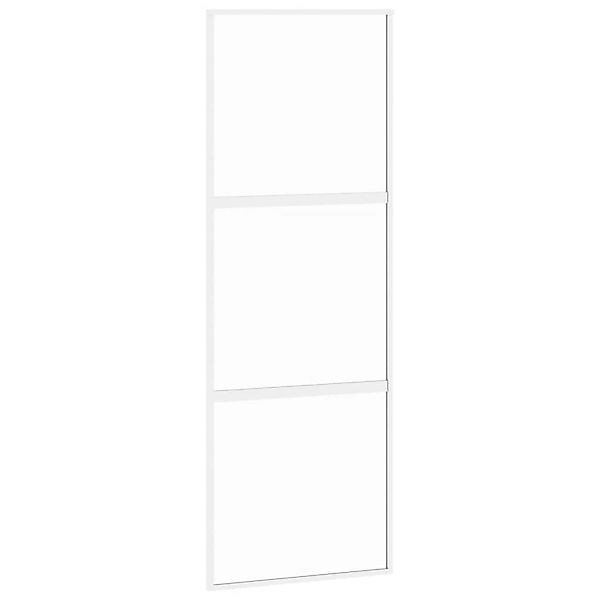 vidaXL Schiebetür Weiß 76x205 cm Hartglas und Aluminium 155204 günstig online kaufen