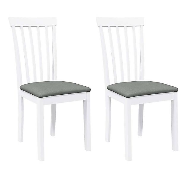 vidaXL Esszimmerstuhl Esszimmerstühle mit Kissen 2 Stk. Weiß Massivholz Gum günstig online kaufen