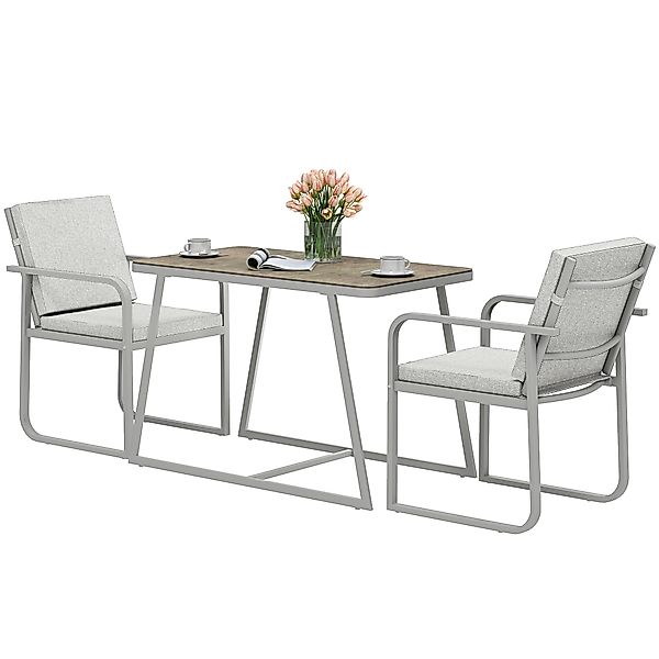 Outsunny Sitzgruppe 3-teilig Essgruppe für 2 Personen Esstisch mit 4 Stühle günstig online kaufen
