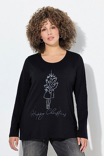Ulla Popken Longsleeve Shirt Weihnachtsmotiv Classic Rundhals Langarm günstig online kaufen