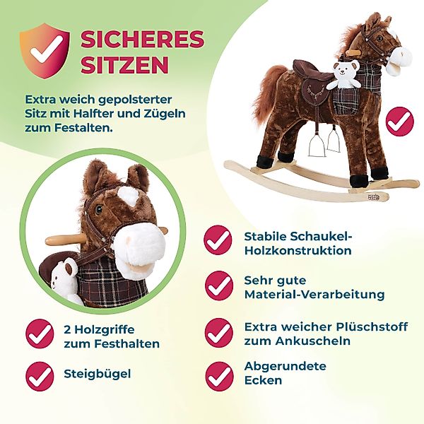 Deuba Schaukeltier Pferd, Schaukelpferd Schaukeltier Sattel günstig online kaufen