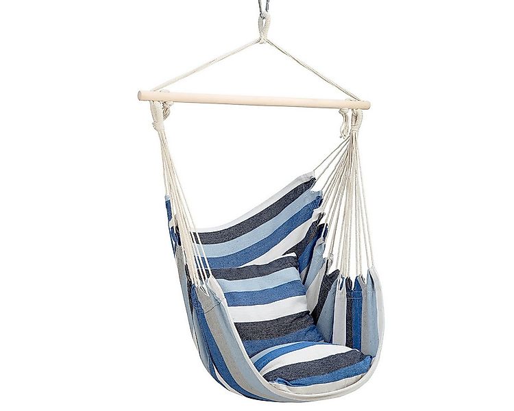 NILS CAMP Hängesessel Hängeschaukel Hängestuhl blau gestreift inkl. 2 Kisse günstig online kaufen