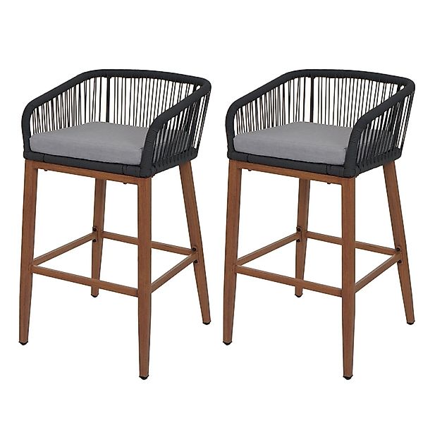 Proregal 2er-Set Rope-Barhocker HxBxT 92x51x53 cm Sitzhöhe 76cm Anthrazit K günstig online kaufen