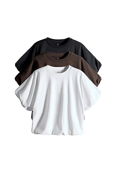 The Set T-Shirt The Set T-Shirt mit Ballonsaum, 3er-Pack (3-tlg) günstig online kaufen
