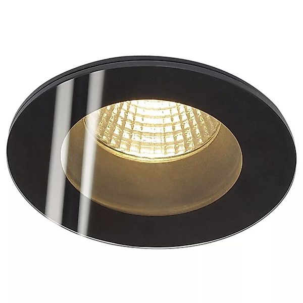 LED Deckeneinbauleuchte Patta-F, IP65, mit Schutzglas rund, schwarz günstig online kaufen