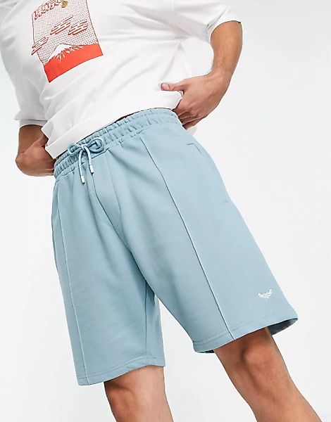 Threadbare – Jersey-Shorts in Rauchblau mit Mittelfalte günstig online kaufen