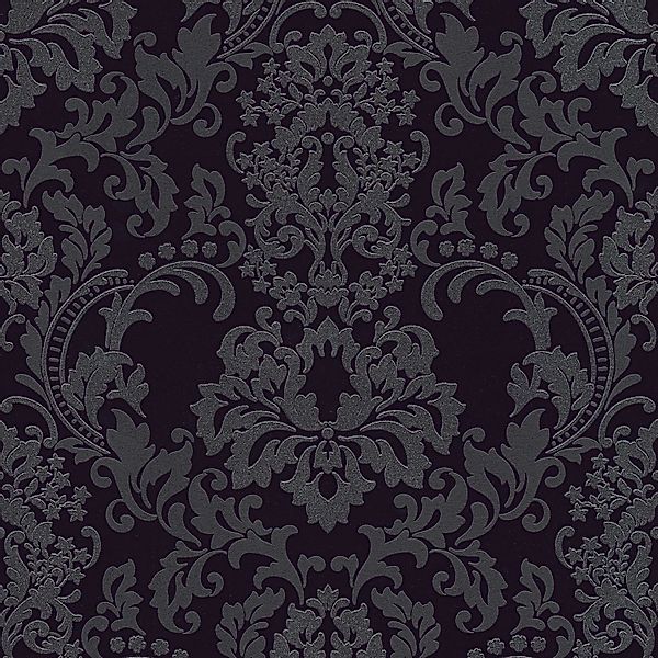 PROFHOME 361663-GU Barock Tapete Ornament dezent schimmernd Schwarz 0,53 m günstig online kaufen