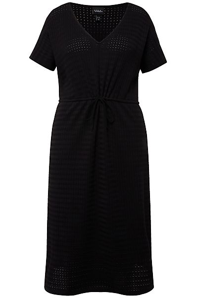 Ulla Popken Maxikleid Midikleid Strukturjersey V-Ausschnitt günstig online kaufen