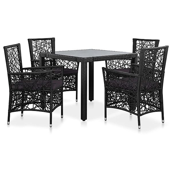vidaXL 5-Tlg Garten-Essgruppe Poly Rattan Schwarz 44088 günstig online kaufen