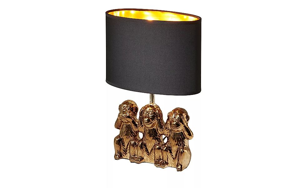KHG Keramik-Tischleuchte, 1-flammig, goldfarbig `3 Affen` ¦ gold ¦ Maße (cm günstig online kaufen