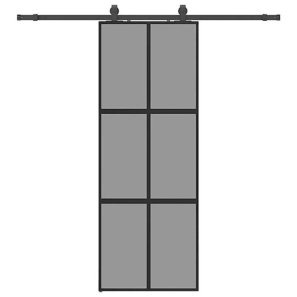 vidaXL Schiebetür mit Beschlag Schwarz 76x205 cm Hartglas 3375886 günstig online kaufen