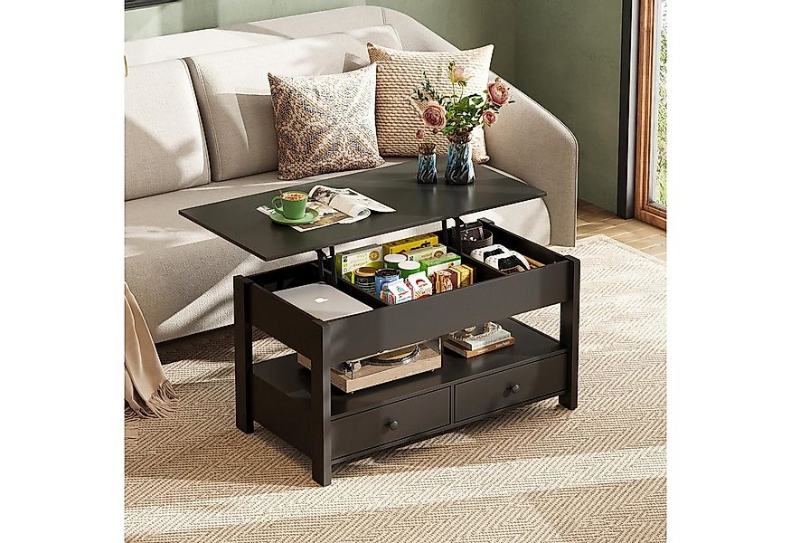 WLIVE Couchtisch mit Lift-Top, höhenverstellbarer Wohnzimmertisch mit Staur günstig online kaufen