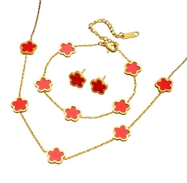 Lale Collection® Schmuckset Gold Kleeblatt Schmuck-Set Armband & Halskette günstig online kaufen