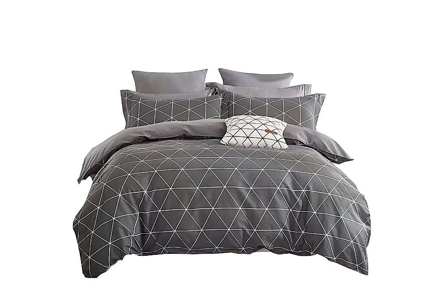 KEAYOO Bettwäsche Geometrisches Muster Bettwäsche, 2 teilig, Grau Bettwäsch günstig online kaufen