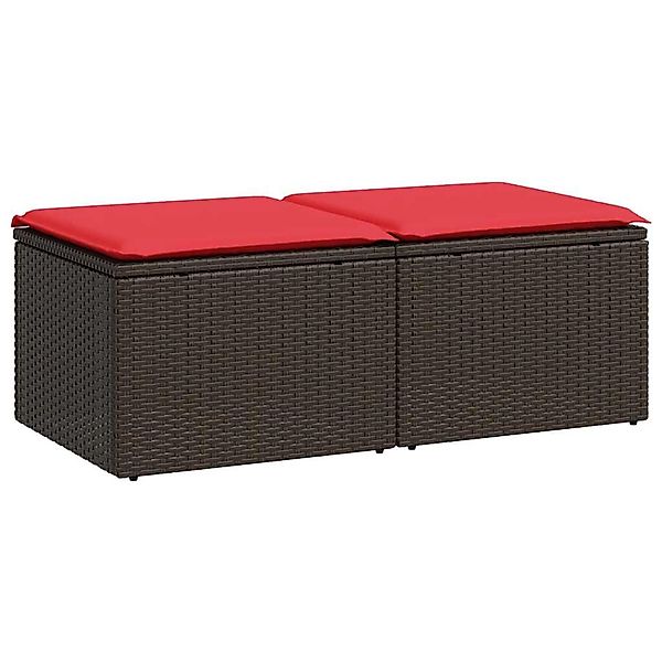 vidaXL 2-Tlg Garten-Sofagarnitur mit Kissen Braun Poly Rattan Akazie 332866 günstig online kaufen