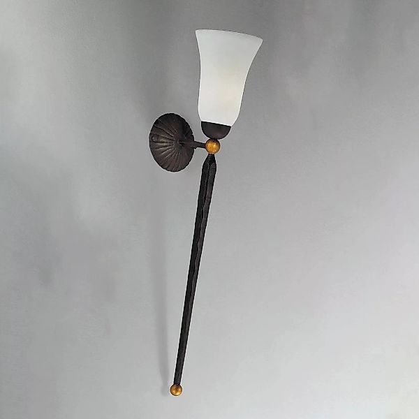 Wandlampe Antico, Scavoglas eckig, Schmiedeeisen, Höhe 58 cm günstig online kaufen