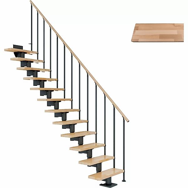 Dolle Mittelholmtreppe Cork Buche Anthrazit GH bis 337 cm Gerade 75 cm FSC günstig online kaufen