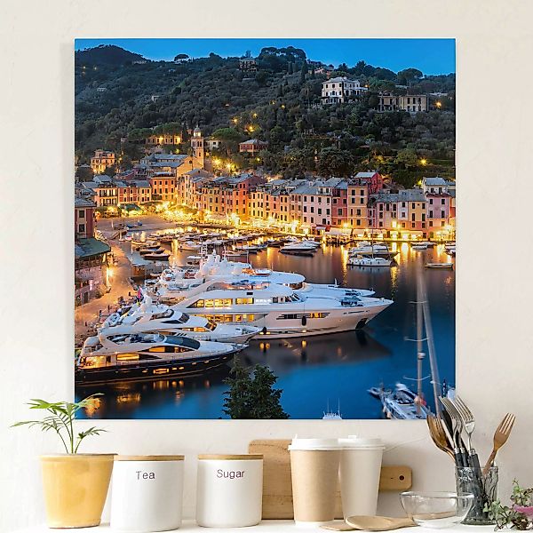 Leinwandbild Nacht im Hafen von Portofino günstig online kaufen