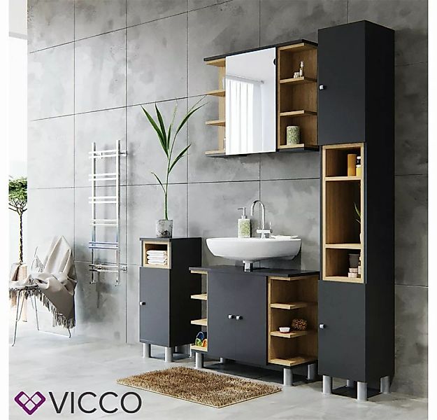 Vicco Badezimmerspiegelschrank Spiegelschrank Badspiegel AQUIS Sonoma Anthr günstig online kaufen