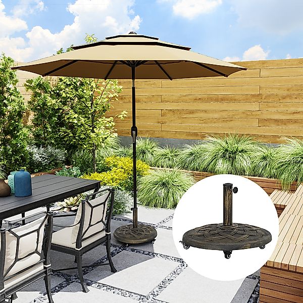 Outsunny Sonnenschirmständer aus Beton, Schirmständer mit Rolle, Rund Schir günstig online kaufen