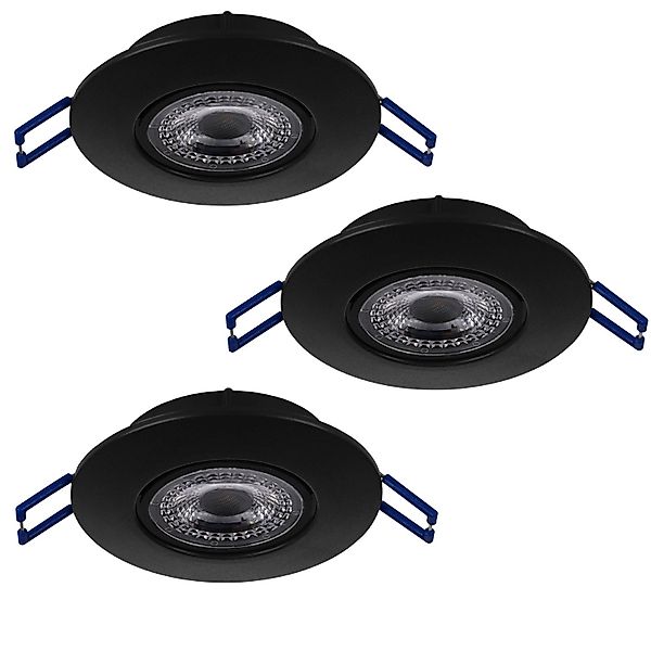 EGLO LED 3er-Set Einbauleuchten ZUJAR Schwarz Ø 90mm 3x3,4Watt 3000K günstig online kaufen