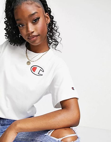 Champion – Oversize-T-Shirt in Weiß günstig online kaufen