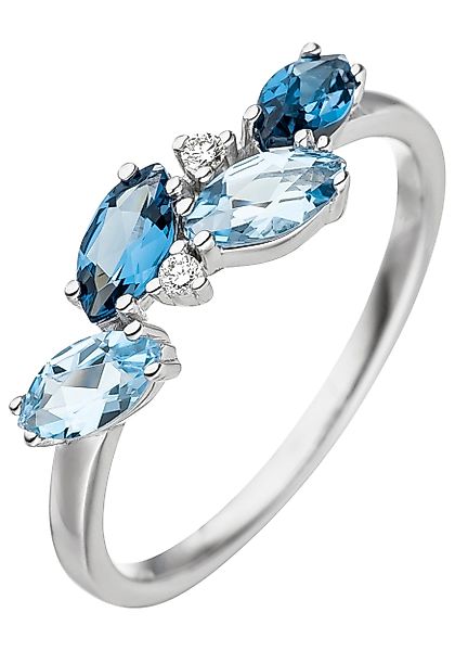 JOBO Diamantring, 585 Weißgold mit Blautopas günstig online kaufen