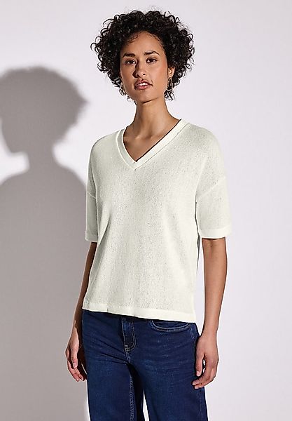 STREET ONE T-Shirt im Strick-Look mit V-Ausschnitt günstig online kaufen