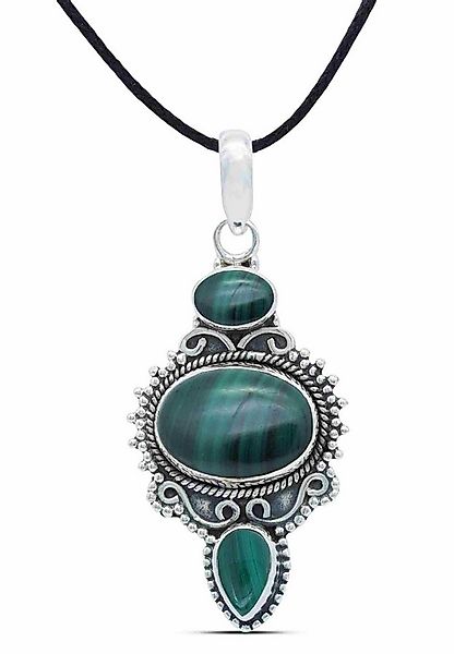 mantraroma Kettenanhänger BURUNG aus 925 Silber mit Malachit (Kettenanhänge günstig online kaufen