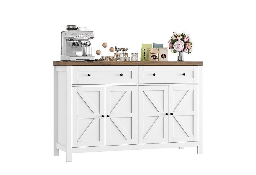 HOMECHO Buffet Küchenschrank mit Arbeitsplatte, 2 Schubladen und 4 Türen günstig online kaufen