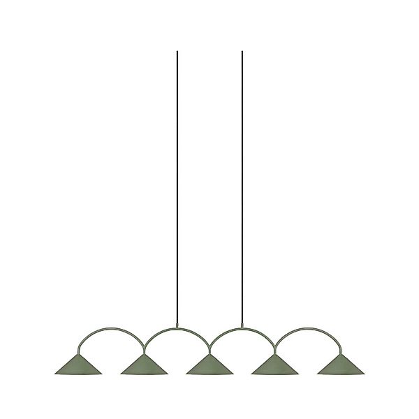 Globen Lighting Hängelampe CURVE 5, grün, 5-flg., 165 cm günstig online kaufen