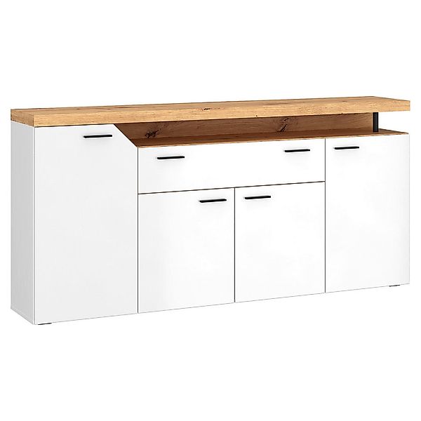 Sideboard Nico weiß Eiche Artisan Nachbildung B/H/T: ca. 184x91x40 cm günstig online kaufen