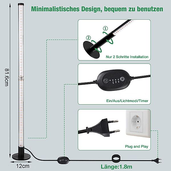 MUPOO Pflanzenlampe Grow Lampe Bodenpflanzen Wachstumslampen,Timer Pflanzen günstig online kaufen