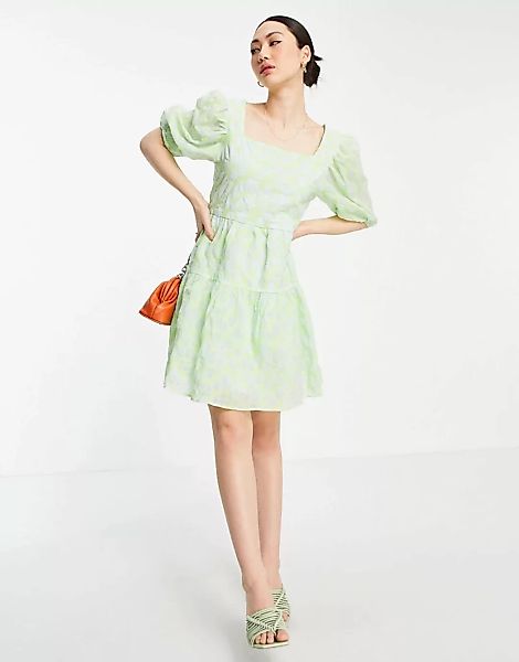 Vila – Mini-Hängerkleid aus grünem Tüll mit tiefem Rückenausschnitt und Zie günstig online kaufen