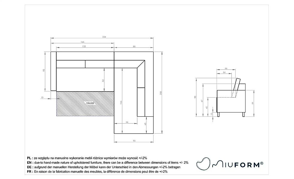 Miuform Ecksofa mit Schlaffunktion   ¦ blau ¦ Maße (cm): B: 234 H: 90 Polst günstig online kaufen