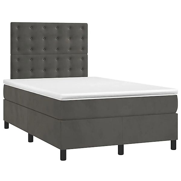 vidaXL Boxspringbett mit Matratze & LED Dunkelgrau 120x200 cm Samt 3136354 günstig online kaufen