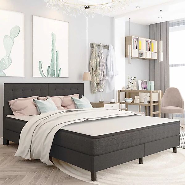 Boxspringbett Dunkelgrau Stoff 180x200 Cm günstig online kaufen
