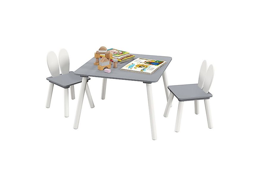 COSTWAY Kindersitzgruppe 3 TLG. mit Tisch & 2 Stühlen, aus Holz, für 3-6 Ja günstig online kaufen